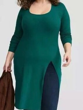 Torrid Super Soft Ribbed Dress in Dark Green